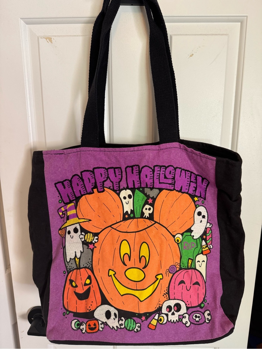 Disneyland Resort Halloween Pumpkin Graphic Tote Bag - Purple & Orange